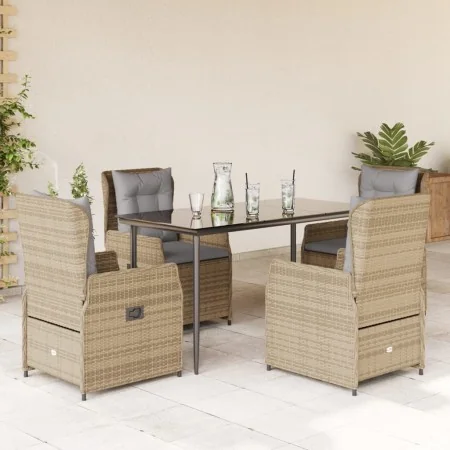 Set comedor de jardín 5 pzas con cojines ratán sintético beige by , Garden sets - Ref: Foro24-3262870, Price: 543,83 €, Disco...