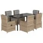 Set comedor de jardín 7 pzas con cojines ratán sintético beige by , Garden sets - Ref: Foro24-3262879, Price: 769,11 €, Disco...