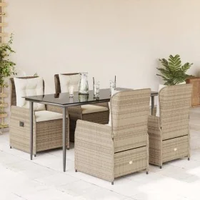 Set comedor de jardín 5 pzas con cojines ratán sintético beige by , Garden sets - Ref: Foro24-3262885, Price: 569,39 €, Disco...