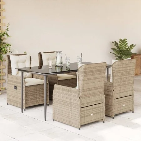 Set comedor de jardín 5 pzas con cojines ratán sintético beige de , Conjuntos de jardín - Ref: Foro24-3262885, Precio: 567,28...