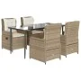Set comedor de jardín 5 pzas con cojines ratán sintético beige de , Conjuntos de jardín - Ref: Foro24-3262885, Precio: 567,28...