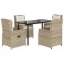 Set comedor de jardín 5 pzas con cojines ratán sintético beige by , Garden sets - Ref: Foro24-3262891, Price: 547,85 €, Disco...