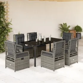 Set comedor jardín 7 pzas y cojines ratán sintético gris by , Garden sets - Ref: Foro24-3262996, Price: 702,80 €, Discount: %