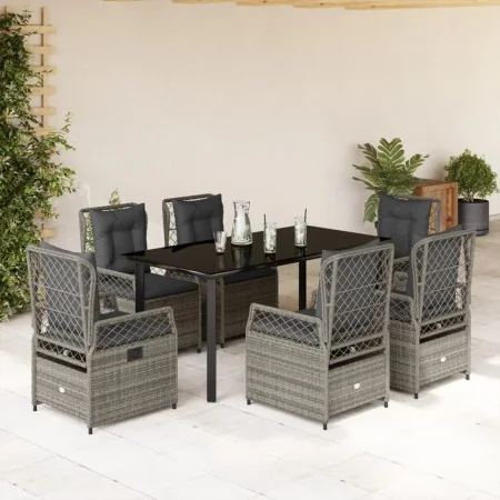 Set comedor jardín 7 pzas y cojines ratán sintético gris von , Gartensets - Ref: Foro24-3262996, Preis: 702,80 €, Rabatt: %