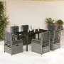 Set comedor jardín 7 pzas y cojines ratán sintético gris von , Gartensets - Ref: Foro24-3262996, Preis: 702,80 €, Rabatt: %