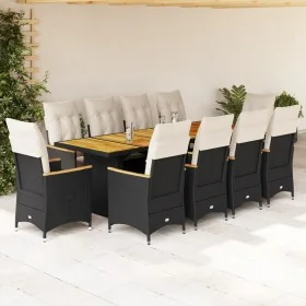 Set de mesa y sillas de jardín 11 pzas y cojines ratán PE negro by , Garden sets - Ref: Foro24-3277251, Price: 1,00 €, Discou...