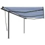 Toldo retráctil automático con postes azul y blanco 6x3,5 m by , Awnings - Ref: Foro24-3070286, Price: 832,77 €, Discount: %