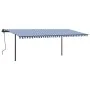 Toldo retráctil automático con postes azul y blanco 6x3,5 m by , Awnings - Ref: Foro24-3070286, Price: 832,77 €, Discount: %