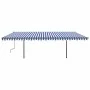 Toldo retráctil automático con postes azul y blanco 6x3,5 m by , Awnings - Ref: Foro24-3070286, Price: 832,77 €, Discount: %
