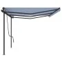 Toldo retráctil automático con postes azul y blanco 6x3,5 m by , Awnings - Ref: Foro24-3070286, Price: 832,77 €, Discount: %