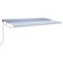 Toldo retráctil automático con postes azul y blanco 6x3,5 m by , Awnings - Ref: Foro24-3070286, Price: 832,77 €, Discount: %