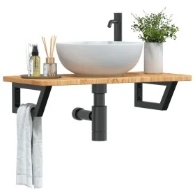 Estante de lavabo de pared de acero y madera maciza de roble by , bathroom vanities - Ref: Foro24-3302339, Price: 82,73 €, Di...