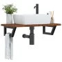 Estante de lavabo de pared de acero y madera maciza de roble de , Tocadores de baño - Ref: Foro24-3302347, Precio: 81,32 €, D...