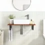 Estante de lavabo de pared de acero y madera maciza de roble de , Tocadores de baño - Ref: Foro24-3302347, Precio: 81,32 €, D...