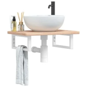 Estante de lavabo de pared de acero y madera maciza de roble von , Badezimmerwaschtische - Ref: Foro24-3302332, Preis: 66,76 ...