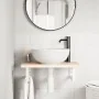 Estante de lavabo de pared de acero y madera maciza de roble de , Tocadores de baño - Ref: Foro24-3302332, Precio: 66,76 €, D...