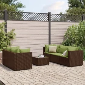 Set muebles de jardín 6 piezas y cojines ratán sintético marrón by , Garden sets - Ref: Foro24-3308022, Price: 396,52 €, Disc...