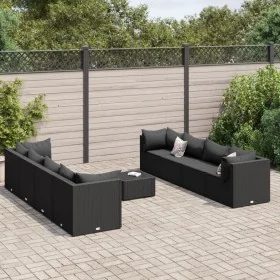 Set de muebles de jardín 9 pzas y cojines ratán sintético negro von , Gartensets - Ref: Foro24-3308043, Preis: 703,59 €, Raba...