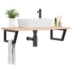 Estante de lavabo de pared de acero y madera maciza de roble von , Badezimmerwaschtische - Ref: Foro24-3302387, Preis: 92,79 ...