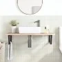 Estante de lavabo de pared de acero y madera maciza de roble de , Tocadores de baño - Ref: Foro24-3302387, Precio: 92,76 €, D...