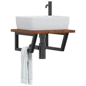 Estante de lavabo de pared de acero y madera maciza de roble by , bathroom vanities - Ref: Foro24-3302403, Price: 81,23 €, Di...
