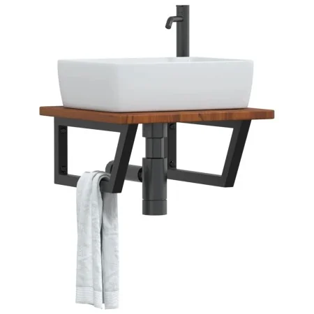 Estante de lavabo de pared de acero y madera maciza de roble von , Badezimmerwaschtische - Ref: Foro24-3302403, Preis: 81,23 ...