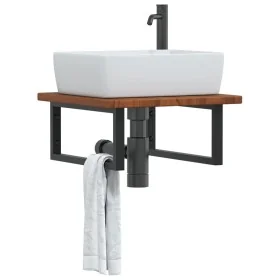 Estante de lavabo de pared de acero y madera maciza de roble by , bathroom vanities - Ref: Foro24-3302401, Price: 82,35 €, Di...
