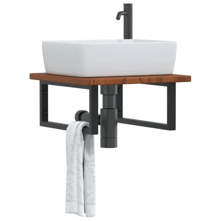 Estante de lavabo de pared de acero y madera maciza de roble von , Badezimmerwaschtische - Ref: Foro24-3302401, Preis: 82,12 ...
