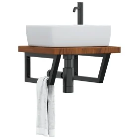 Estante de lavabo de pared de acero y madera maciza de roble von , Badezimmerwaschtische - Ref: Foro24-3302415, Preis: 103,89...