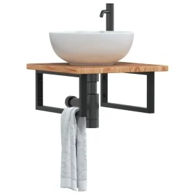 Estante de lavabo de pared de acero y madera maciza de roble by , bathroom vanities - Ref: Foro24-3302393, Price: 93,82 €, Di...