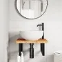 Estante de lavabo de pared de acero y madera maciza de roble de , Tocadores de baño - Ref: Foro24-3302393, Precio: 93,68 €, D...
