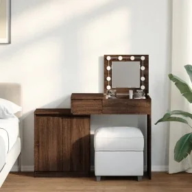 Tocador con luces LED marrón roble 115x37x110,5 cm by , Bedroom Dressers - Ref: Foro24-848233, Price: 124,98 €, Discount: %