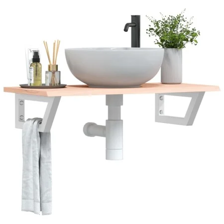 Estante de lavabo de pared de acero y madera maciza de roble von , Badezimmerwaschtische - Ref: Foro24-3302546, Preis: 72,25 ...