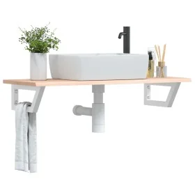 Estante de lavabo de pared de acero y madera maciza de roble by , bathroom vanities - Ref: Foro24-3302550, Price: 81,32 €, Di...