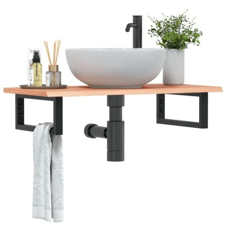 Estante de lavabo de pared de acero y madera maciza de roble von , Badezimmerwaschtische - Ref: Foro24-3302565, Preis: 85,92 ...