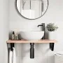 Estante de lavabo de pared de acero y madera maciza de roble de , Tocadores de baño - Ref: Foro24-3302567, Precio: 87,31 €, D...