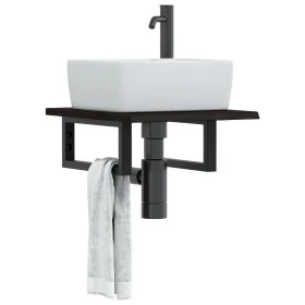 Estante de lavabo de pared de acero y madera maciza de roble von , Badezimmerwaschtische - Ref: Foro24-3302573, Preis: 58,96 ...