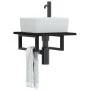 Estante de lavabo de pared de acero y madera maciza de roble de , Tocadores de baño - Ref: Foro24-3302573, Precio: 58,96 €, D...