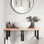 Estante de lavabo de pared de acero y madera maciza de roble de , Tocadores de baño - Ref: Foro24-3302609, Precio: 98,36 €, D...