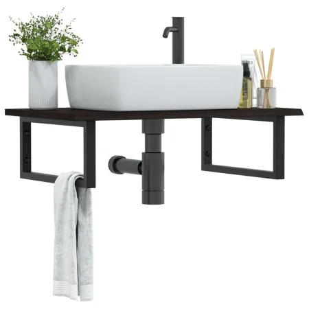 Estante de lavabo de pared de acero y madera maciza de roble by , bathroom vanities - Ref: Foro24-3302621, Price: 94,65 €, Di...
