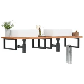Estante de lavabo de pared de acero y madera maciza de haya von , Badezimmerwaschtische - Ref: Foro24-3302457, Preis: 192,67 ...