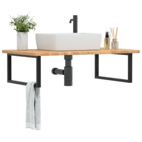 Estante de lavabo de pared de acero y madera maciza de roble von , Badezimmerwaschtische - Ref: Foro24-3302481, Preis: 117,65...
