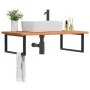 Estante de lavabo de pared de acero y madera maciza de haya de , Tocadores de baño - Ref: Foro24-3302525, Precio: 135,81 €, D...