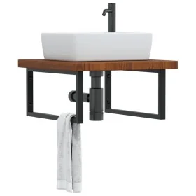 Estante de lavabo de pared de acero y madera maciza de roble von , Badezimmerwaschtische - Ref: Foro24-3302497, Preis: 126,18...