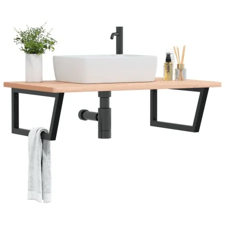 Estante de lavabo de pared de acero y madera maciza de haya by , bathroom vanities - Ref: Foro24-3302519, Price: 126,76 €, Di...