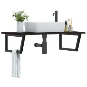Estante de lavabo de pared de acero y madera maciza de roble by , bathroom vanities - Ref: Foro24-3302663, Price: 98,69 €, Di...