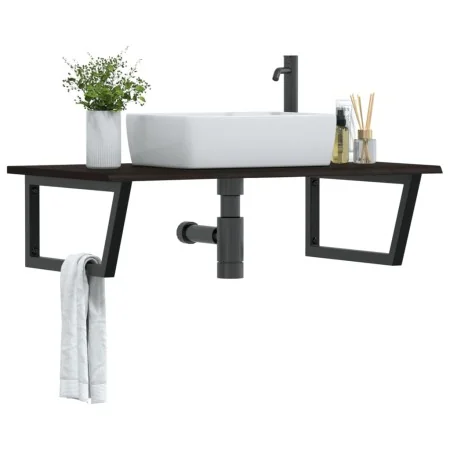 Estante de lavabo de pared de acero y madera maciza de roble by , bathroom vanities - Ref: Foro24-3302663, Price: 100,10 €, D...