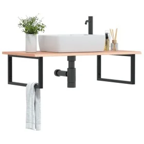 Estante de lavabo de pared de acero y madera maciza de roble von , Badezimmerwaschtische - Ref: Foro24-3302649, Preis: 100,67...