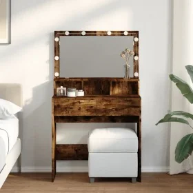 Tocador con luces LED color roble ahumado 80x41x134,5 cm by , Bedroom Dressers - Ref: Foro24-848189, Price: 133,18 €, Discoun...