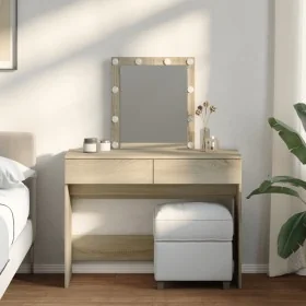 Tocador con LED color roble Sonoma 100x40x130 cm by , Bedroom Dressers - Ref: Foro24-848194, Price: 122,42 €, Discount: %